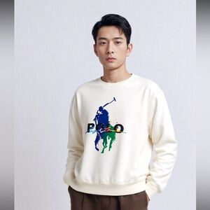 Polo Ralph Lauren Big Pony Paint Splatter Sweatshirt White Size L